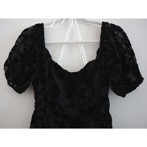 Lulus Women's Sz Small Romantic Instinct Black Burnout Velvet Mini Dress - Picture 5 of 12